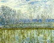 Alfred Sisley vid loings stander oil on canvas
